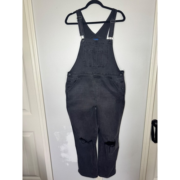 Arizona Jean Co Denim - Arizona Jean Co Womens Black Distressed Denim Overalls XL Faded Ripped Jeans